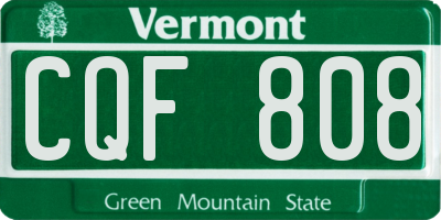 VT license plate CQF808