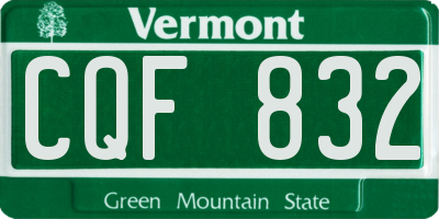 VT license plate CQF832
