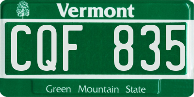 VT license plate CQF835