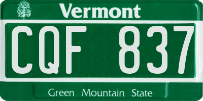 VT license plate CQF837