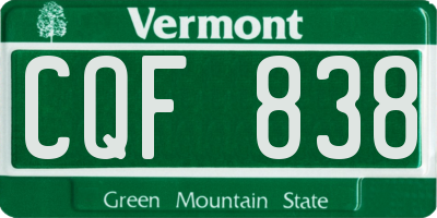 VT license plate CQF838