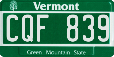 VT license plate CQF839