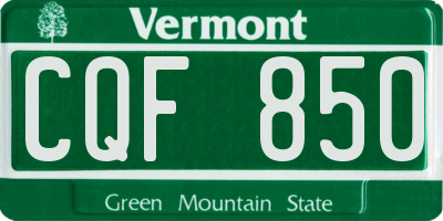 VT license plate CQF850