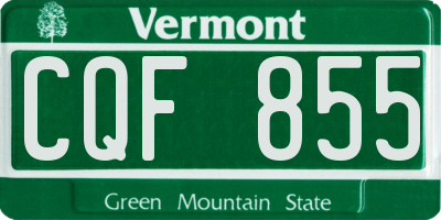 VT license plate CQF855
