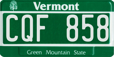VT license plate CQF858