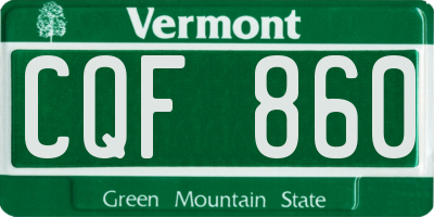 VT license plate CQF860