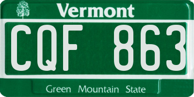 VT license plate CQF863