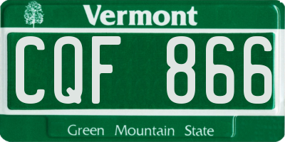 VT license plate CQF866
