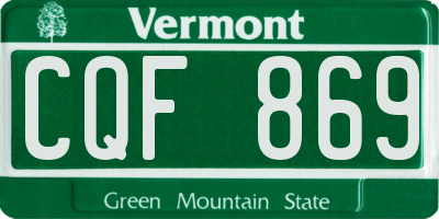 VT license plate CQF869
