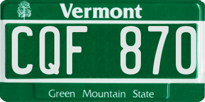 VT license plate CQF870