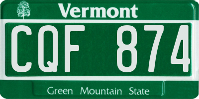 VT license plate CQF874