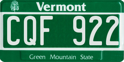 VT license plate CQF922