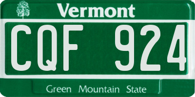 VT license plate CQF924
