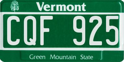 VT license plate CQF925