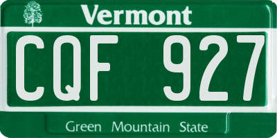VT license plate CQF927