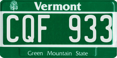 VT license plate CQF933