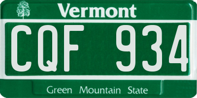 VT license plate CQF934