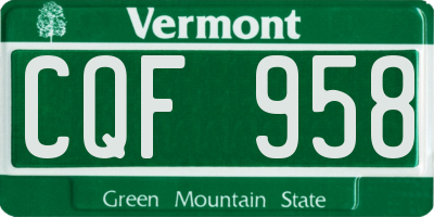 VT license plate CQF958