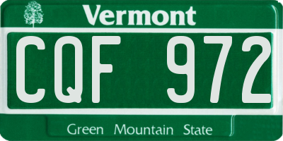 VT license plate CQF972