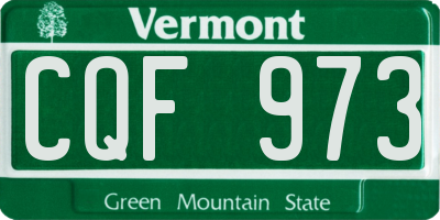 VT license plate CQF973