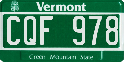 VT license plate CQF978
