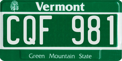 VT license plate CQF981