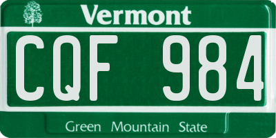 VT license plate CQF984