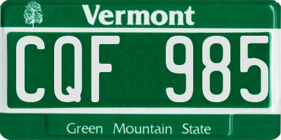 VT license plate CQF985