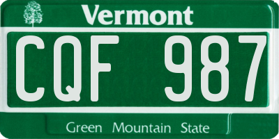 VT license plate CQF987