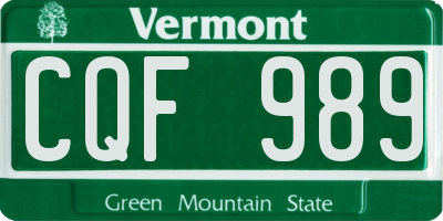 VT license plate CQF989