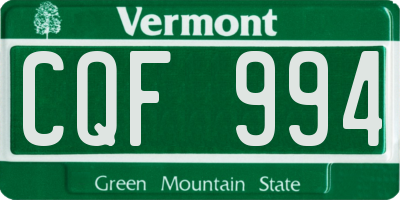 VT license plate CQF994