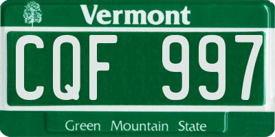 VT license plate CQF997