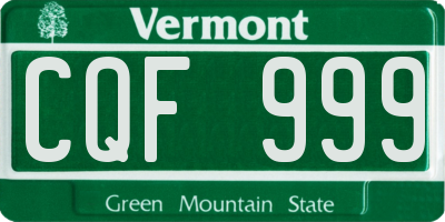 VT license plate CQF999