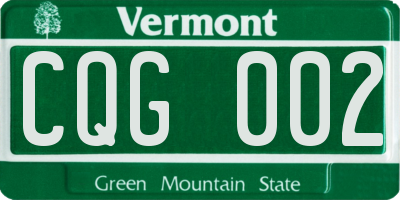 VT license plate CQG002