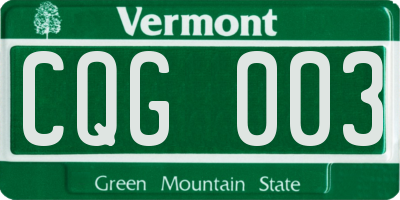 VT license plate CQG003