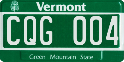 VT license plate CQG004