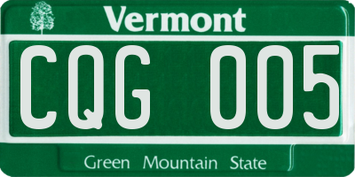 VT license plate CQG005