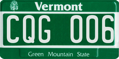 VT license plate CQG006