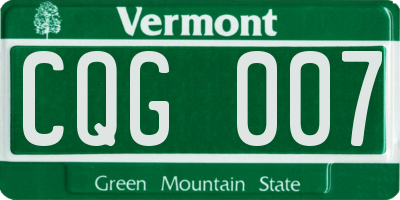 VT license plate CQG007