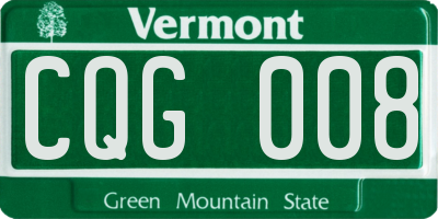 VT license plate CQG008