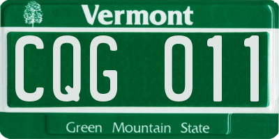 VT license plate CQG011