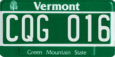 VT license plate CQG016