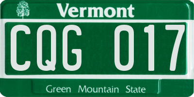 VT license plate CQG017