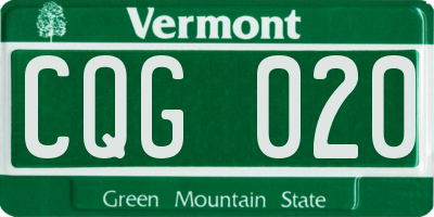 VT license plate CQG020