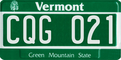 VT license plate CQG021