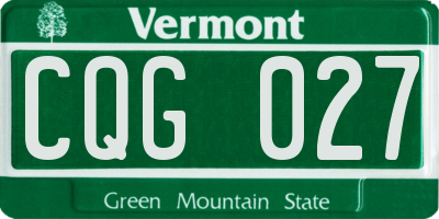 VT license plate CQG027