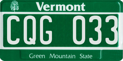VT license plate CQG033