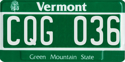 VT license plate CQG036