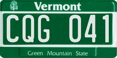 VT license plate CQG041
