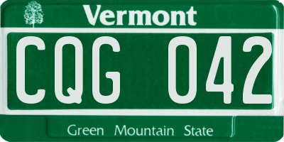 VT license plate CQG042